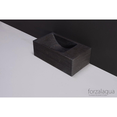 Forzalaqua Venetia Xs fontein - 29x16x10cm - kom links - zonder kraangat - gezoet hardsteen (zwart) SW30375